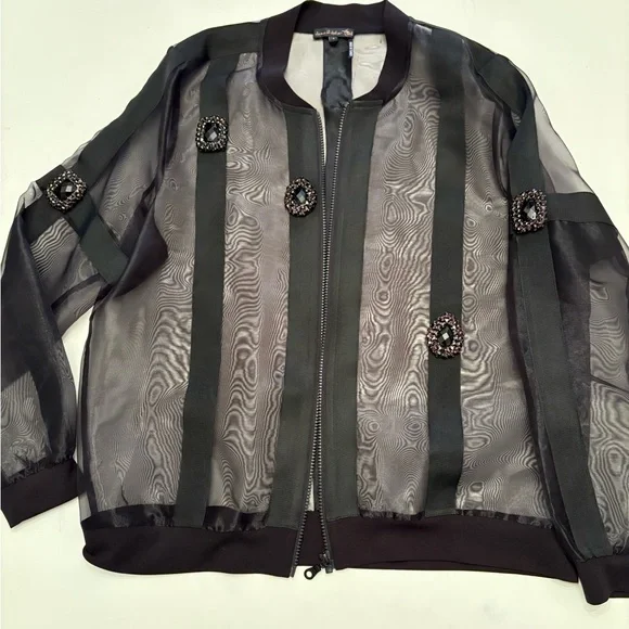 Jane & John by Tricotto Sheer Jacket w Vintage Rhinestones XL - Picture 9 of 14